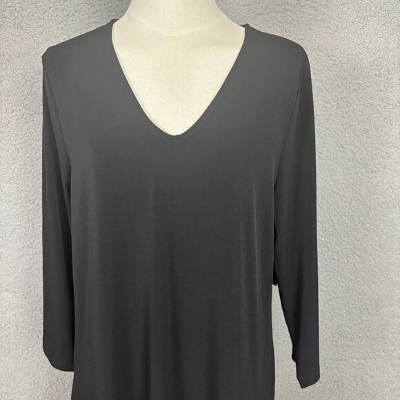JM Collection Women's V-Neck Knit Blouse 3/4 Sleeve Black Medium NWT's. - Picture 2 of 8